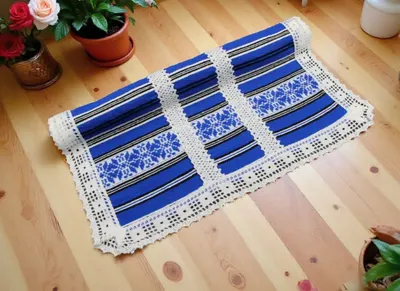 Artizanat tradiE, ºional Alexandrina 120A-40 cm alb cu albastru