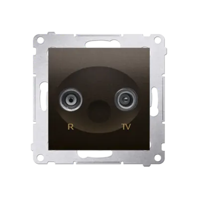 Priza R-TV de trecere, 20dB,maron mat metalic