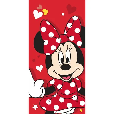 Prosop pentru copii roșu din bumbac 70x140 cm Minnie "Red heart" – Jerry Fabrics