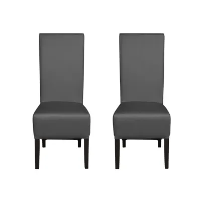 Set 2 scaune living VANESSA, picioare lemn wenge, piele ecologica gri, 47x60x110 cm