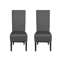 Set 2 scaune living VANESSA, picioare lemn wenge, piele ecologica gri, 47x60x110 cm