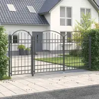 vidaXL Poartă pentru Gard cu Vârf Arcuit ASSEN 400 x 125 cm Oțel Gri