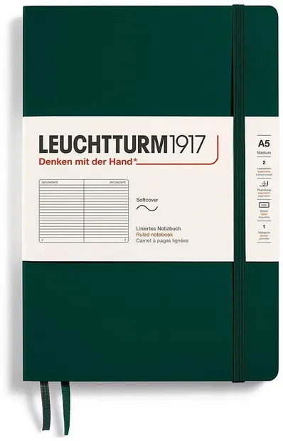 Agnda Leuchtturm1917 Natural Colors - A5, verde închis, liniat, coperte moi