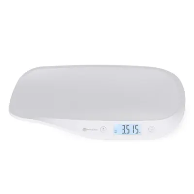 Cantar electronic, Petite&Mars, Pentru bebelusi, Pana la 20 kg, Forma ergonomica, Inregistreaza greutatea si in timpul miscarii, Alb