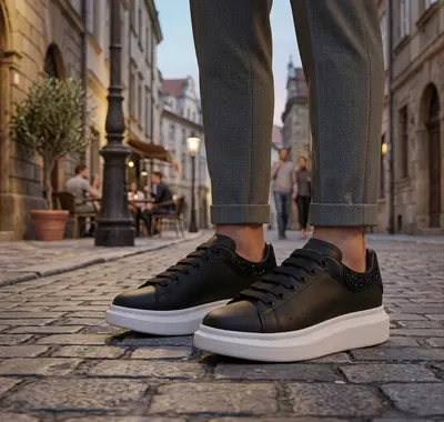 Adidasi barbati casual negri cu alb Diamond MQ 111d