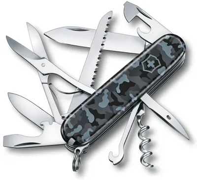 Cuțit de buzunar elvețian Victorinox – Huntsman, 15 functii, negru camuflaj