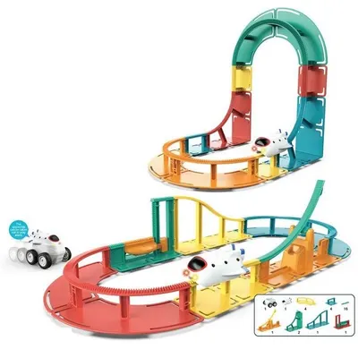 Pistă pentru copii Raya Toys - pistă 3D, cu navetă și lumini