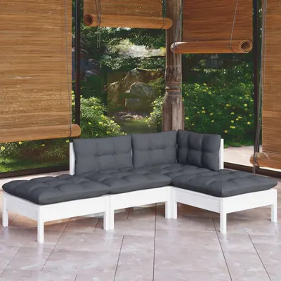 Gossi set mobilier gradina cu perne, 4 piese, lemn masiv de pin