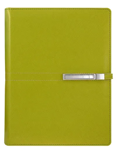 Agenda din piele Alicante Superior A5 - Verde deschis, cu inele si incuietoare