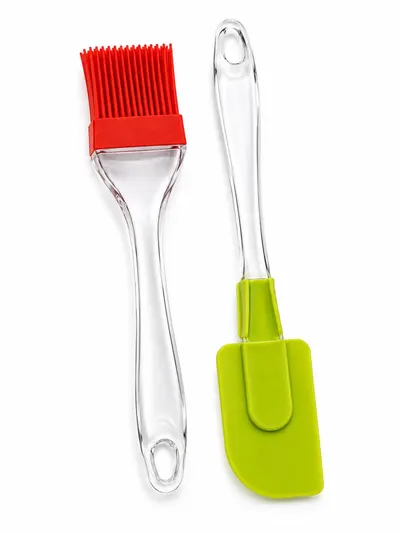 Set Ustensile de Bucătărie din Silicon Premium, 2 Piese: Pensulă pentru Aluat/Grătar și Spatulă Termorezistentă, Multicolor