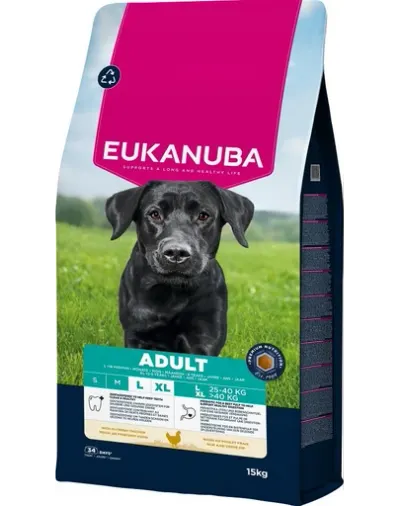 EUKANUBA Adult Large Breeds Chicken 15 kg hrană câini rase mari, bogată în pui proaspăt