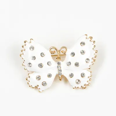 Brosa martisor fluture alb cu pietre