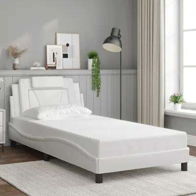 vidaXL Cadru de pat, Viana, fără saltea, alb, 100x200 cm, piele ecologică