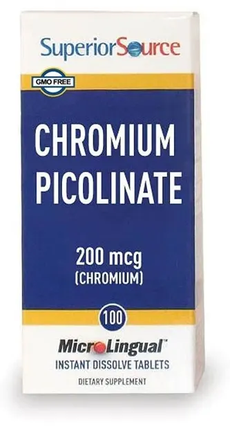 Crom picolinat, 200 µg, 100 tablete sublinguale, Superior Source