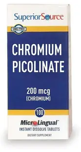 Crom picolinat, 200 µg, 100 tablete sublinguale, Superior Source