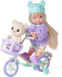 Păpușă Simba Toys Evi Love – Evi cu bicicletă și ursuleț, 12 cm