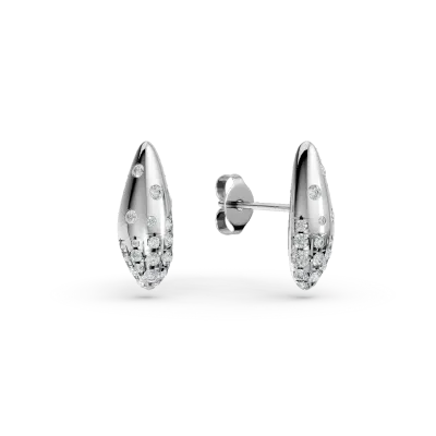 Cercei minimalisti din aur alb cu diamante de 0.48ct