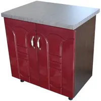 Masca pentru chiuveta cu 2 usi 80 cm Zebra, wenge/MDF Rosu Tulip, cu blat Beton, 80 x 85 x 60 cm