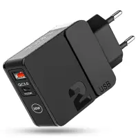 Incarcator Retea Timebox, 2 Porturi, 30W, 1 x USB , 1 x Type-C, C 3, Negru - Default Title