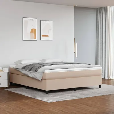 vidaXL Cadru de pat cu arcuri, cappuccino, 160x200 cm, piele ecologică