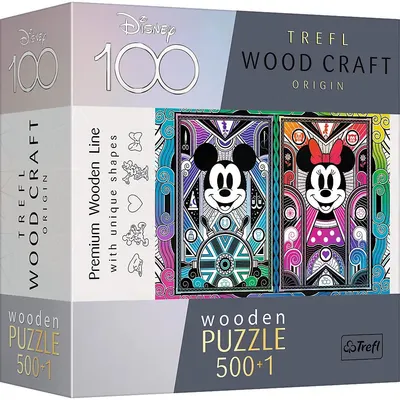 Puzzle din lemn Trefl din 500+1 piese - Mickey și Minnie Mouse