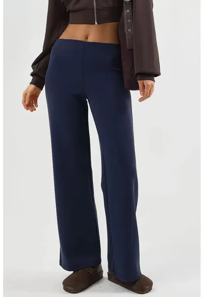 Pantaloni dama talie inalta - bleumarin - textil - Bleumarin