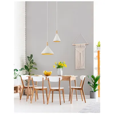 Lampa suspendata JUNO Alb Aluminiu Outside Auriu Aluminiu Inside Natural Lemn Alb Fabric Wire E27 1x40 Wat 230 Volt IP20 Fara bec