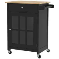 HOMCOM Cărucior de Bucătărie cu Sertar, Raft Reglabil, 4 Roți și Suport Lateral pentru Prosop, 67x48x86,5 cm, Negru | Aosom Romania