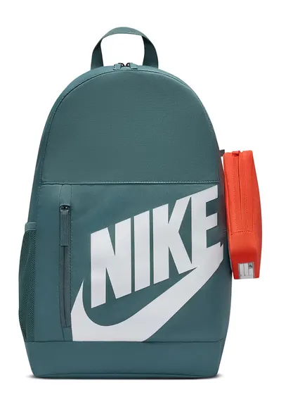 Rucsac cu imprimeu logo si penar - 20 L - Alb/Portocaliu mandarina/Albastru petrol