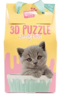 Puzzle 3D pentru copii Studio Pets - Pisicuță gri într-o ceașcă, 48 piese
