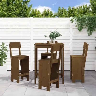 Gossi set mobilier bar de gradina, 5 piese, maro miere lemn masiv pin