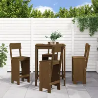 Gossi set mobilier bar de gradina, 5 piese, maro miere lemn masiv pin