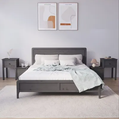 vidaXL Noptiere, 2 buc., gri, 79,5x38x65,5 cm, lemn masiv de pin