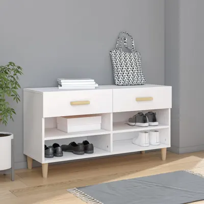 vidaXL Pantofar, alb, 102x35x55 cm, lemn compozit