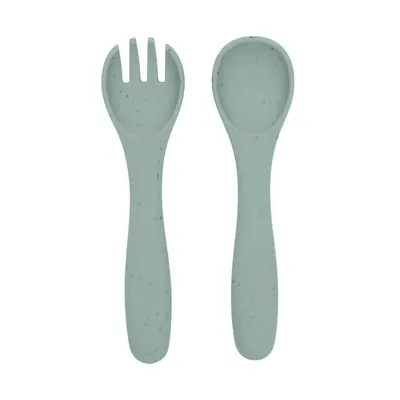 Set Kikka Boo Furculita si Lingura Platinum Silicone Sage 6 luni +