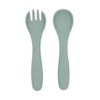 Set Kikka Boo Furculita si Lingura Platinum Silicone Sage 6 luni +