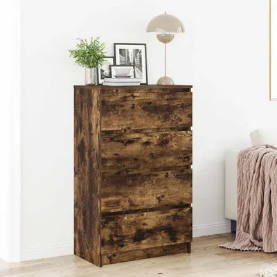 vidaXL Servantă, stejar fumuriu, 60x35x98,5 cm, lemn prelucrat