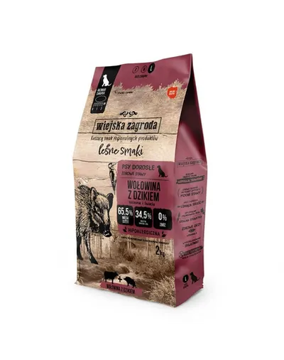 WIEJSKA ZAGRODA Hrana uscată caini de talie mare, cu vita si mistret 2x2 kg