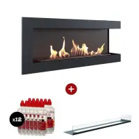 Pachet pro DELTA Negru colt dreapta - 120 x 48 x 28 cm + sticla biosemineu + 12L bioetanol