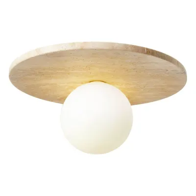 Plafonieră bej din piatră cu abajur din sticlă ø 12 cm Hilde – Opviq lights