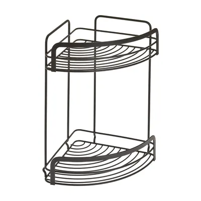 Raft de colț cu 2 etaje pentru baie Metaltex Origin Lava, negru