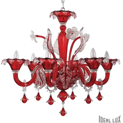 candelabru Ca’ Vendramin, 6 becuri, dulie E14, D:800 mm, H:900/1350 mm, Rosu