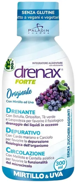 Drenax Forte Mirtillo Uva Împotriva retenției de lichide, 300 ml, Paladin Pharma