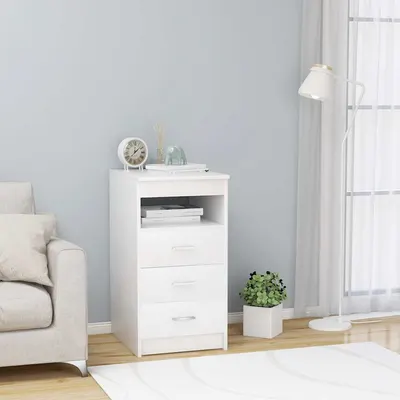 vidaXL Dulap cu sertare, alb, 40x50x76 cm, lemn compozit