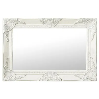 vidaXL Oglindă de perete în stil baroc, alb, 60 x 40 cm