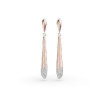 Cercei lungi din aur roz cu diamante de 0.5ct