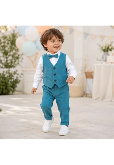Costum elegant baieti - 4 piese - Turcoaz