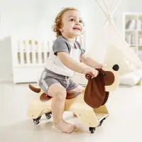 Ride-On pentru copii din lemn Catel Hape, scaun curbat ergonomic, rotile din fata se rotesc la 360 de grade, recomandat copiilor de la 1 an