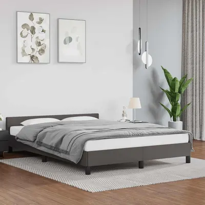 vidaXL Cadru de pat cu tăblie fără saltea, gri, 140x200 cm