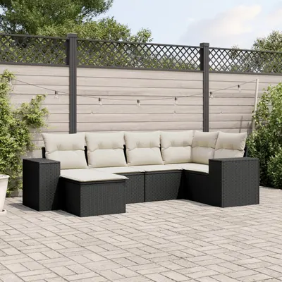 Gossi set mobilier de gradina cu perne, 6 piese, negru, poliratan